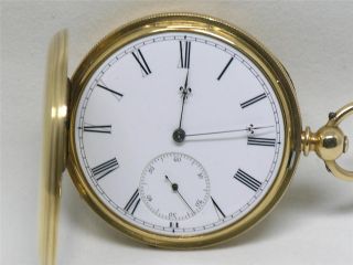 Impeccable Solid 18k 48mm 8 Day Swiss 22 Jwl Hunter Case Pocket Watch,  Running