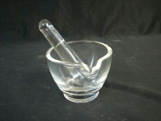 Vintage Glass Mortar And Pestle 4oz Apothecary Pharmaceutical Herbes Spices