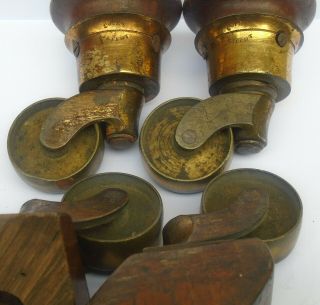 Set Of Four Antique Regency Brass Furniture Castors Wheels Marked Cope 