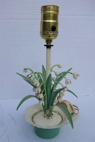 Vintage Lily Of The Valley Metal Floral Tole Lamp Italian