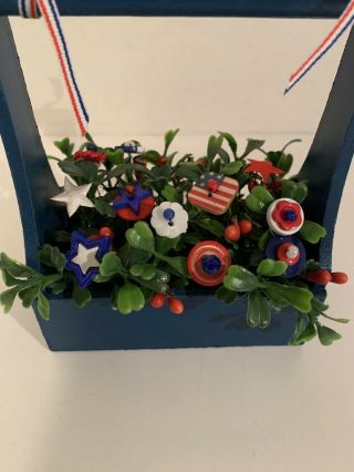 VTG Button Bouquet/Blue Tote - July 4th,  Patriotic,  Red White Blue,  Country Decor 3