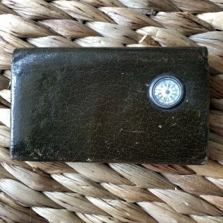 Vintage Business Card Case Leather Clock Midcentury Holder Pocket Watch Antique