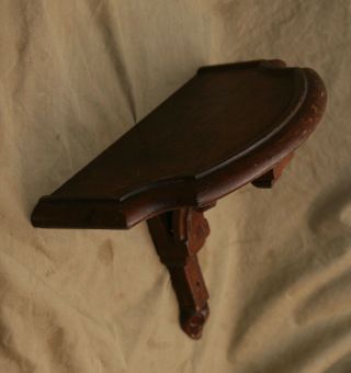 Antique Mission,  Arts & Crafts Mantle Shelf Walnut Wood Carved Acanthus Finial