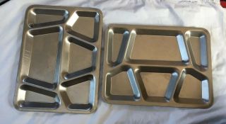 Vintage Usn 2 Stainless Steel Metal Us Navy Mess Divided Food Tray Camping Rv