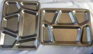 Vintage USN 2 Stainless Steel Metal US Navy Mess Divided Food Tray Camping RV 2