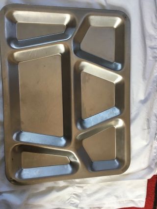 Vintage USN 2 Stainless Steel Metal US Navy Mess Divided Food Tray Camping RV 5
