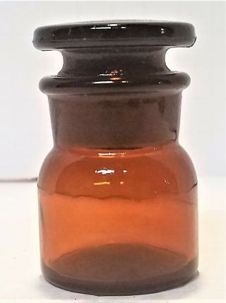 Vintage T.  C.  W.  Co Usa Amber Brown Apothecary Medicine 2 " Bottle W/ Stopper