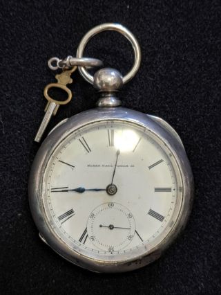 Elgin Antique Pocket Watch In A.  W.  Company Coin Silver Case -