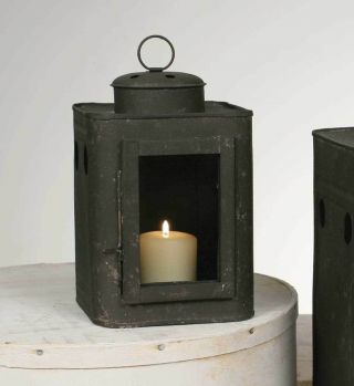 Primitive Square Tin Candle Lantern /