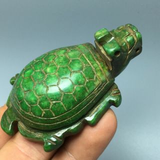 101g Chinese old natural green jade Hand - Carved statue tortoise auspicious 50 2