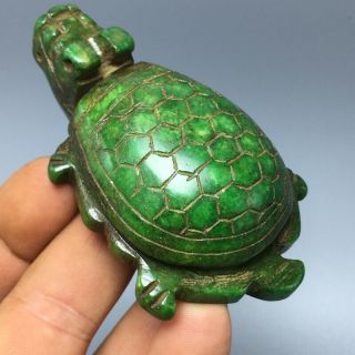 101g Chinese old natural green jade Hand - Carved statue tortoise auspicious 50 5