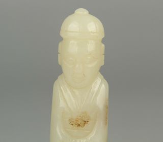 Chinese Exquisite Hand - carved Ancient people carving Hetian jade statue 2