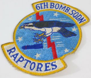 Vtg Named Vietnam Us Air Force B - 52 B - 47 6th Bomb Squadron Raptores Patch