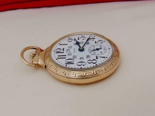 1918 ELGIN FATHER TIME 21 Jewels 24H DIAL RR GRADE in 10 K GOLD FILLED CASE RUNS 10