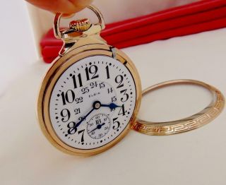 1918 ELGIN FATHER TIME 21 Jewels 24H DIAL RR GRADE in 10 K GOLD FILLED CASE RUNS 4