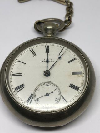Waltham PS Bartlett Model 1877 Size 18 Pocket Watch w/ Chain c.  1882 2