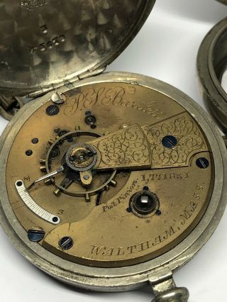 Waltham PS Bartlett Model 1877 Size 18 Pocket Watch w/ Chain c.  1882 8