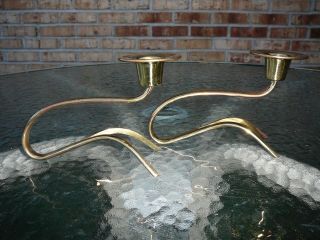 Vintage Mid Century Modern Wmf W.  Germany Solid Brass Candle Holders