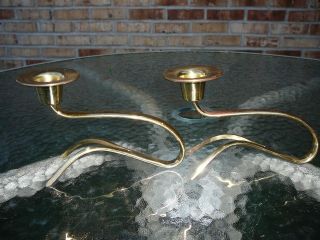 Vintage Mid Century Modern WMF W.  Germany Solid Brass Candle Holders 3