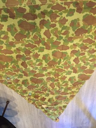 WW2 USMC US Marine Corps Camouflage Shelter Half Pup Tent Frog Skin 1944 Dated 6