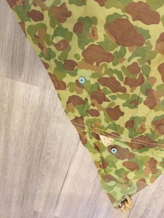 WW2 USMC US Marine Corps Camouflage Shelter Half Pup Tent Frog Skin 1944 Dated 7