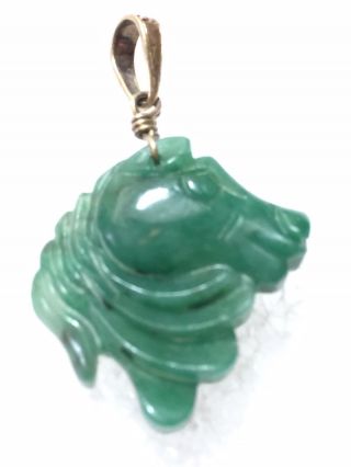 Vintage Carved Jade Horse HeAd Pendant 3