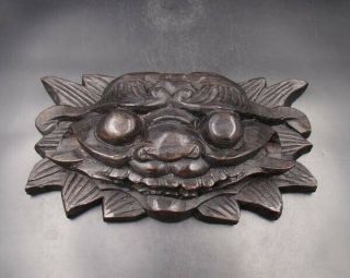 330mm Handmade Carving Painting Colored Drawing Wood Mask Dragon Deco Art