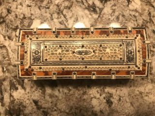 Antique 1850 - 1900 Vizagapatam Faux Tortoise/Bone Jewelry Casket/Box 2
