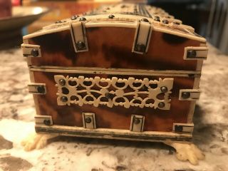 Antique 1850 - 1900 Vizagapatam Faux Tortoise/Bone Jewelry Casket/Box 6