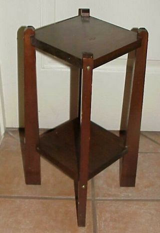 Small Vintage Antique Arts & Crafts Mission Square Accent Table Plant Stand