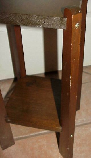 SMALL VINTAGE ANTIQUE ARTS & CRAFTS MISSION SQUARE ACCENT TABLE PLANT STAND 6