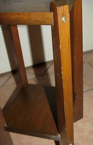 SMALL VINTAGE ANTIQUE ARTS & CRAFTS MISSION SQUARE ACCENT TABLE PLANT STAND 7