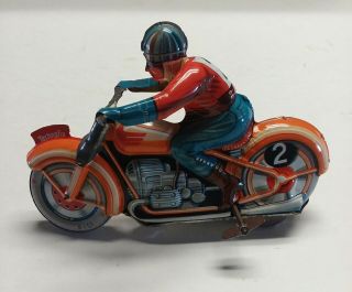 Vintage Technofix G.  E.  255 Tin Litho Windup Motorcycle France Tin Toy