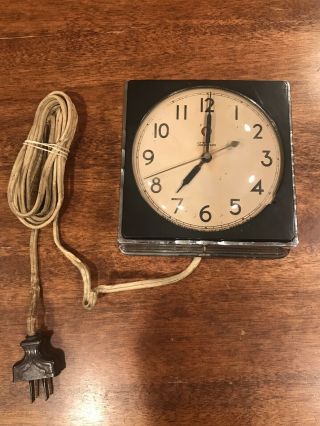 Vintage Telechron Wall Clock - Black Model 2f01