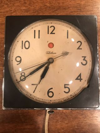 Vintage Telechron Wall Clock - Black Model 2F01 3