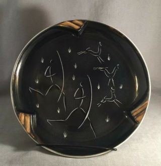 Rare 1950s Winfield China Warrior/ Hunter/ Cave Art Giant Mid Centry Ashtray