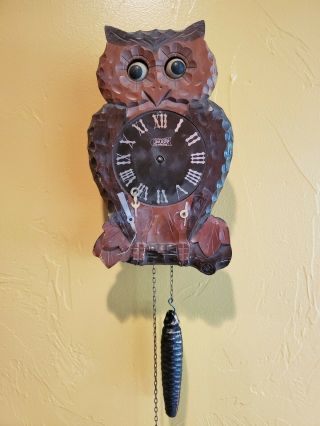 Vintage Poppo Tezuka Blinking Eye Owl Wall Clock Project Nr 10 Inch Cuckoo Clock