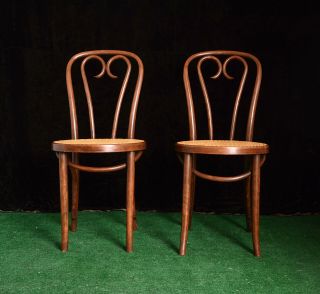 EUC vintage Thonet style bentwood and wicker cane chairs 2