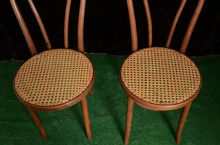 EUC vintage Thonet style bentwood and wicker cane chairs 3