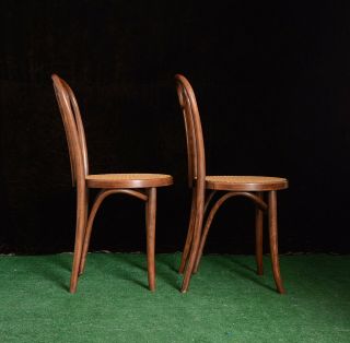 EUC vintage Thonet style bentwood and wicker cane chairs 4