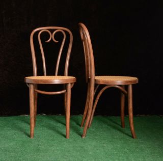 EUC vintage Thonet style bentwood and wicker cane chairs 8