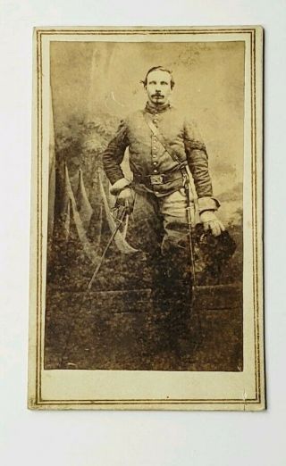 ID ' D CIVIL WAR SOLDIER CDV NY 2nd CALVARY COMPANY K,  SWORD GLOVES ANDREW LANSING 3