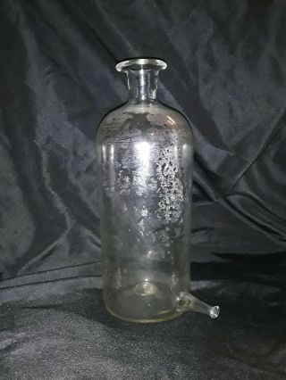 Antique Hand - Blown Clear Glass Aspirator Bottle - Chemistry Med Circa 1895 - 1905