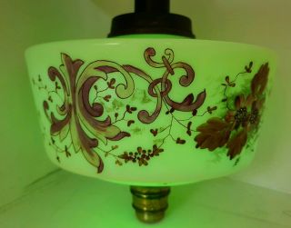 Victorian Vaseline Uranium Glass Oil Lamp Font 23mm Fitting 39mm Collar