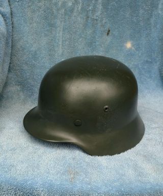 Orig.  Ww2 M35 German Helmet Complete With Liner And Chinstrap Repainted