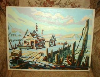 1954 Vintage Paint By Number Canvas PORT OF YESTERDAY,  Palmer IMPRESSIONIST PBN 5