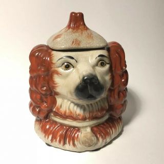 Staffordshire Spaniel Dog Tobacco Jar Humidor Biscuit Tea Jar Double Two Faced