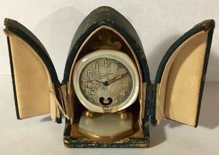 Antique Brevet Fleur De Lys Paris Mop Travel/boudoir Clock W/ Box