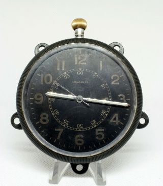 Rare Wwii Longines Military Aircraft Cockpit Clock Watch Black Dial Cal.  19.  71n