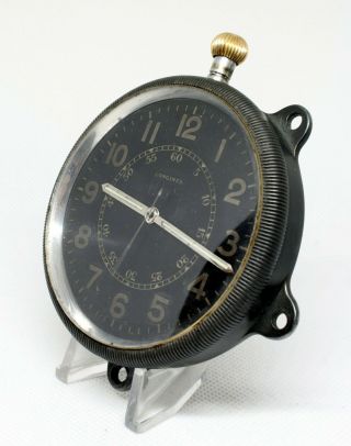 RARE WWII LONGINES MILITARY AIRCRAFT COCKPIT CLOCK WATCH BLACK DIAL CAL.  19.  71N 2